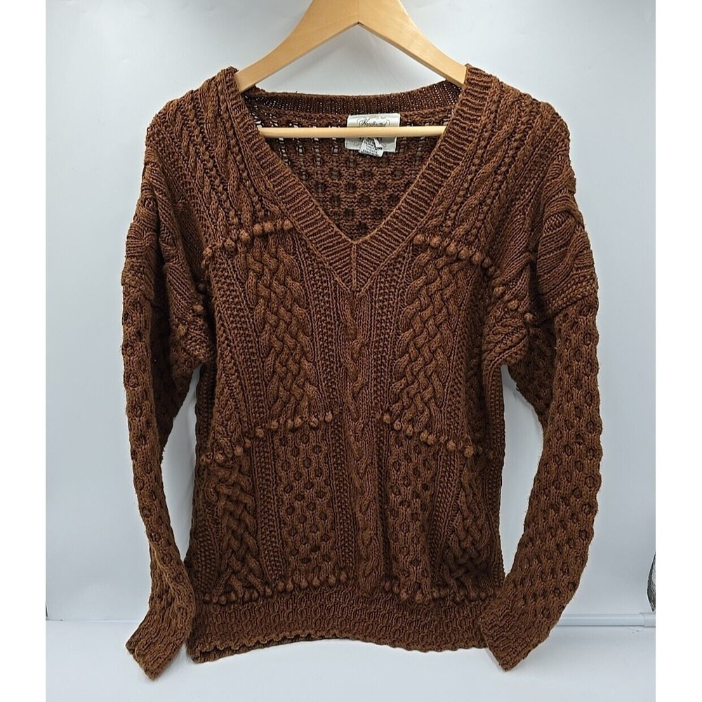 Cie Internationale Express Hand‎ Knitted Chunky XS Colonial Fall Sweater Cottage - Picture 2 of 16